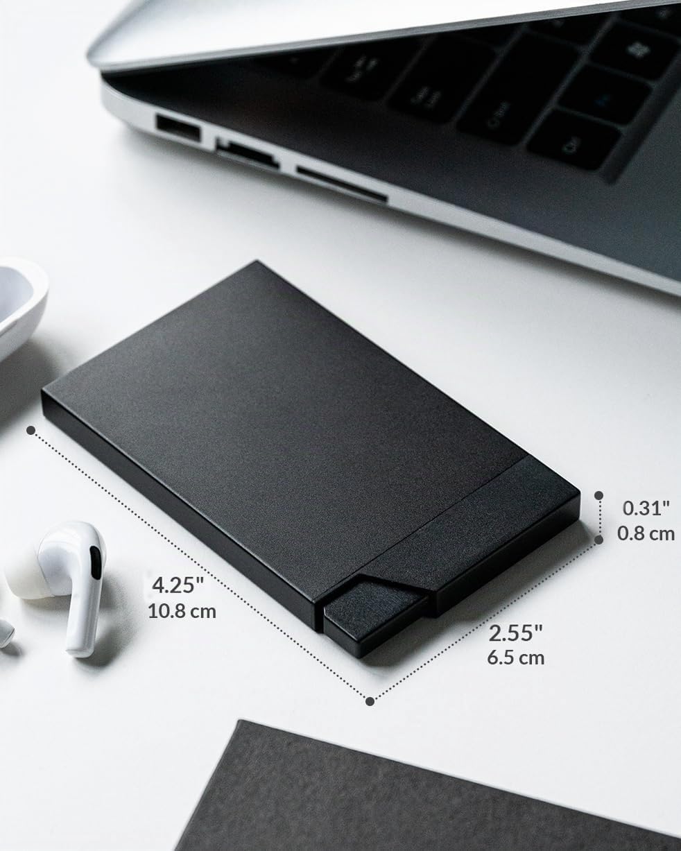VULKIT Tarjetero Hombre o Mujer Metalico Tarjeteros Pequeño RFID Bloqueo Porta Tarjetas Minimalista Carteras para Hombre Slim Funda Tarjeta Credito Rigido para 6-8 Tarjetas, Negro