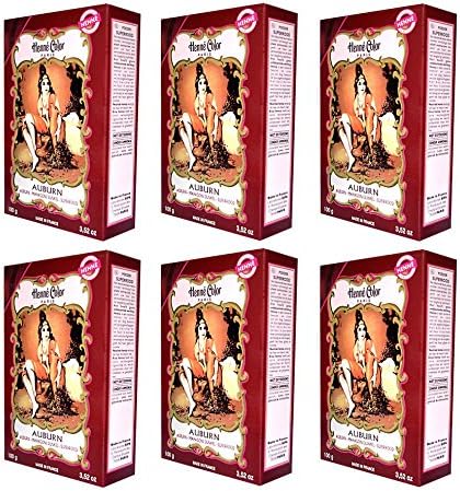 6 x 100 g henna Color naturalna farba do włosów w proszku kolor ekologiczny mahoń ciemny (kasztanowy) -6 sztuk