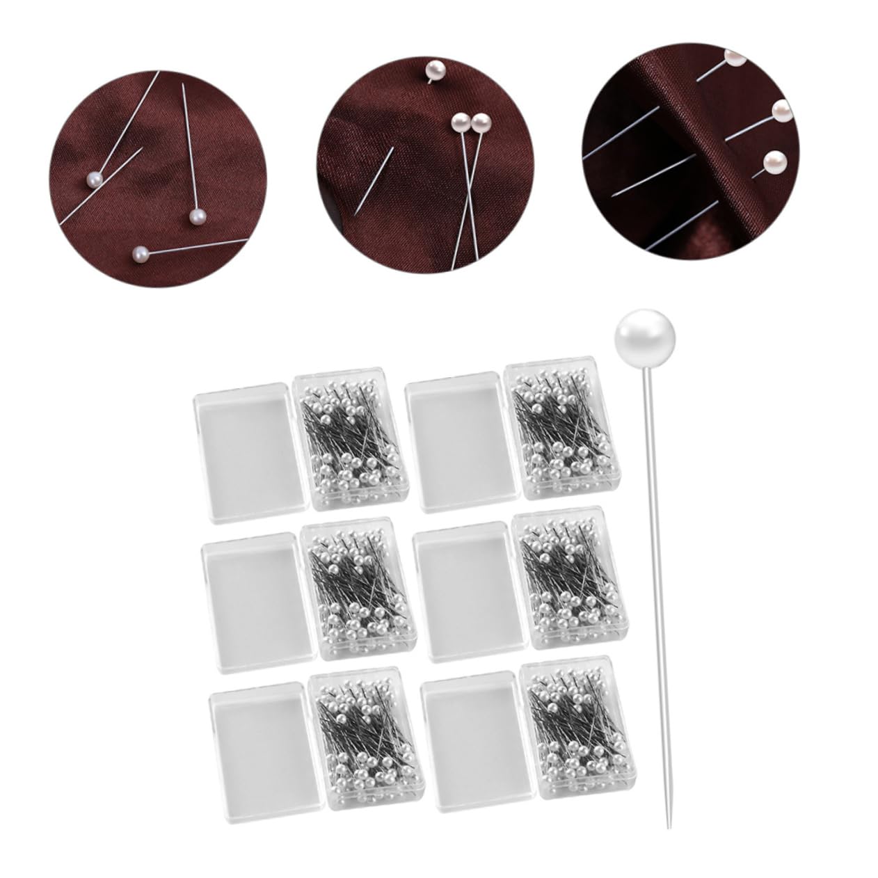 ARTIBETTER 2sets Craft Sewing Pin Quilting Pearl Pin for Decorations Floral Arrangements 600pcs*2