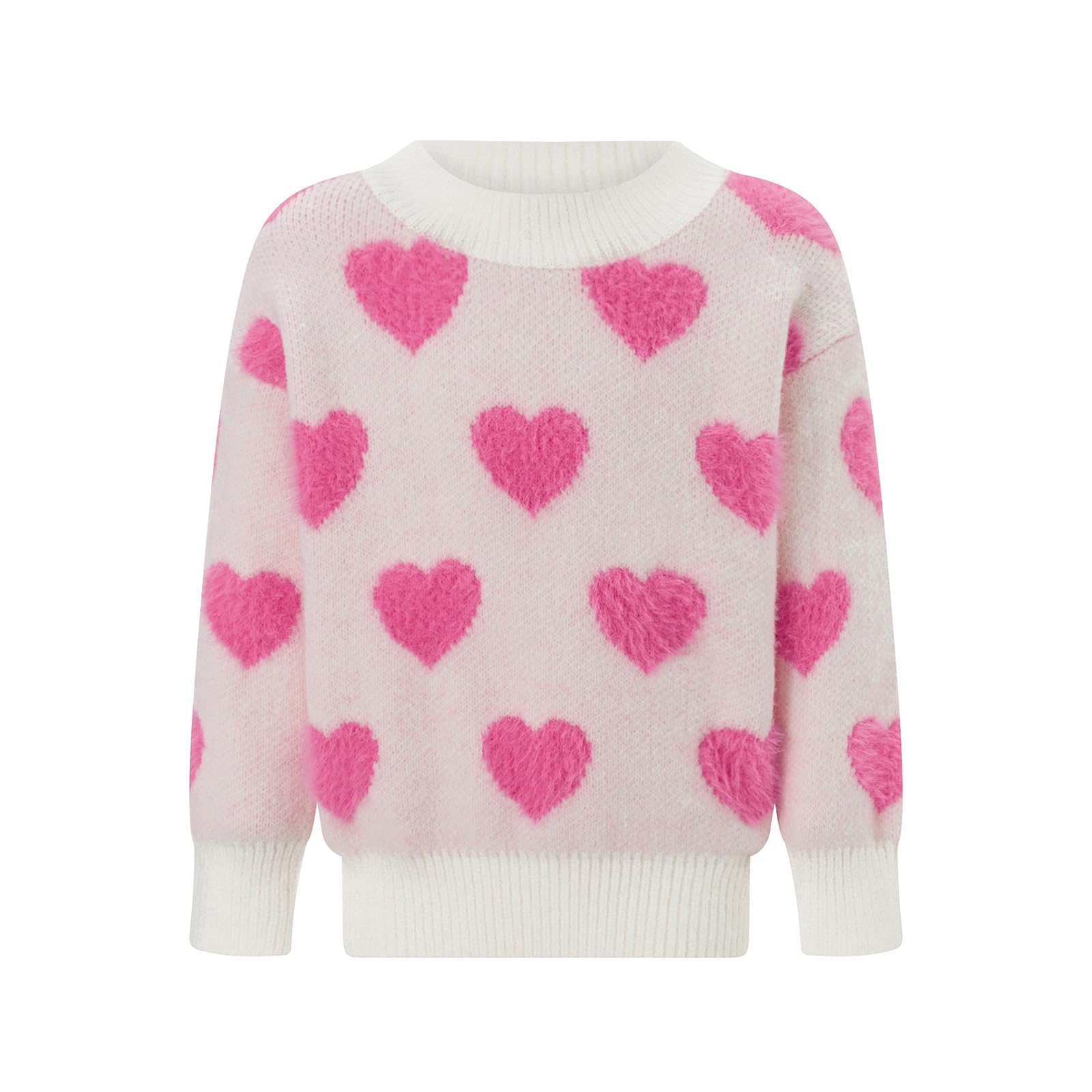 MAYUMMPY Matching Family Valentine Sweaters Heart Print Pullovers Knitted Sweater Tops for Mommy and me Matching (Baby, 9-10 Years, Beige Heart Sweater)