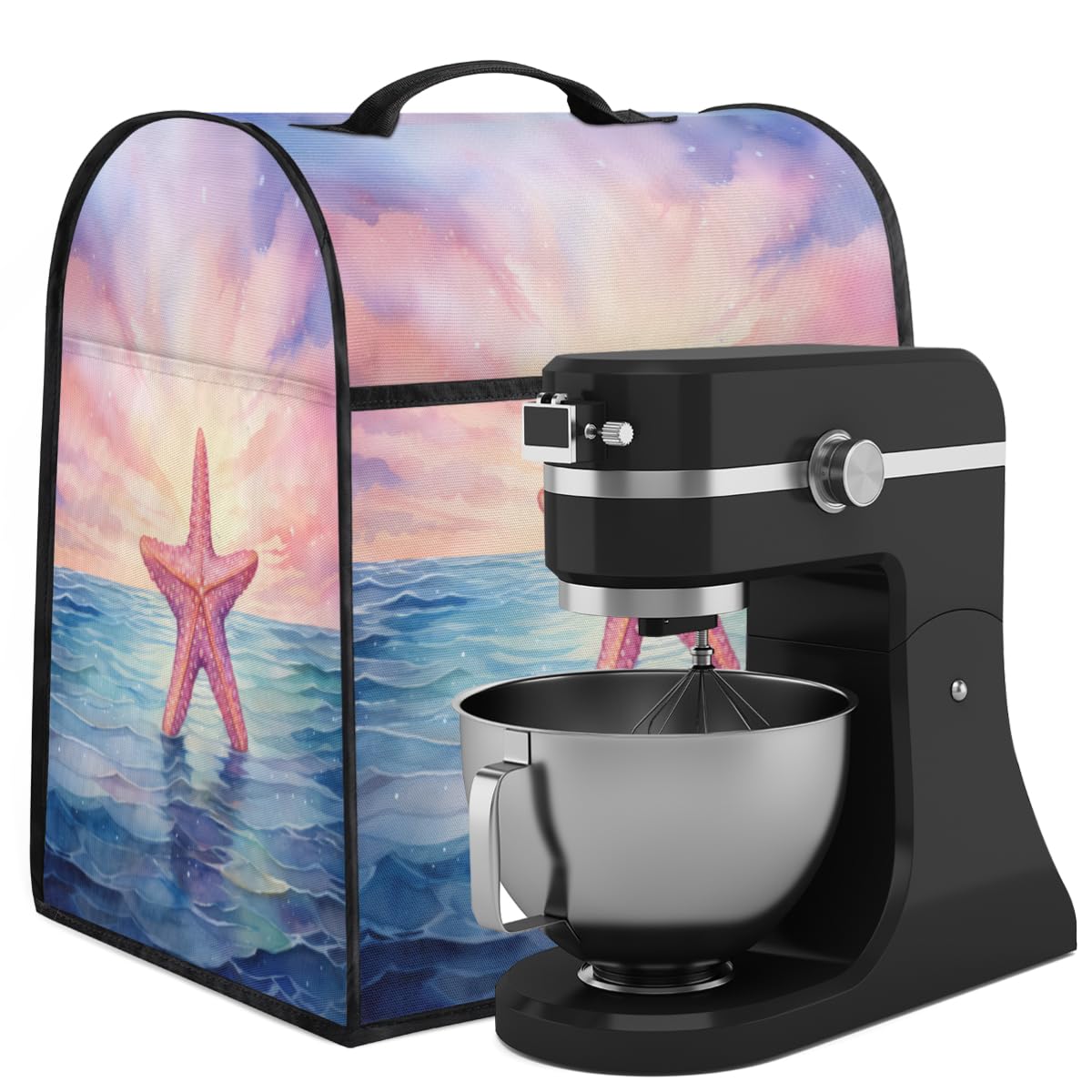 Coffee Maker Cover Watercolor Ocean Starfish Kitchen Appliance Covers Small Appliance Covers Blender Cover Juicer Cover Dust Covers for Kitchen Appliances with Top Handle and Pockets,Washable,B649