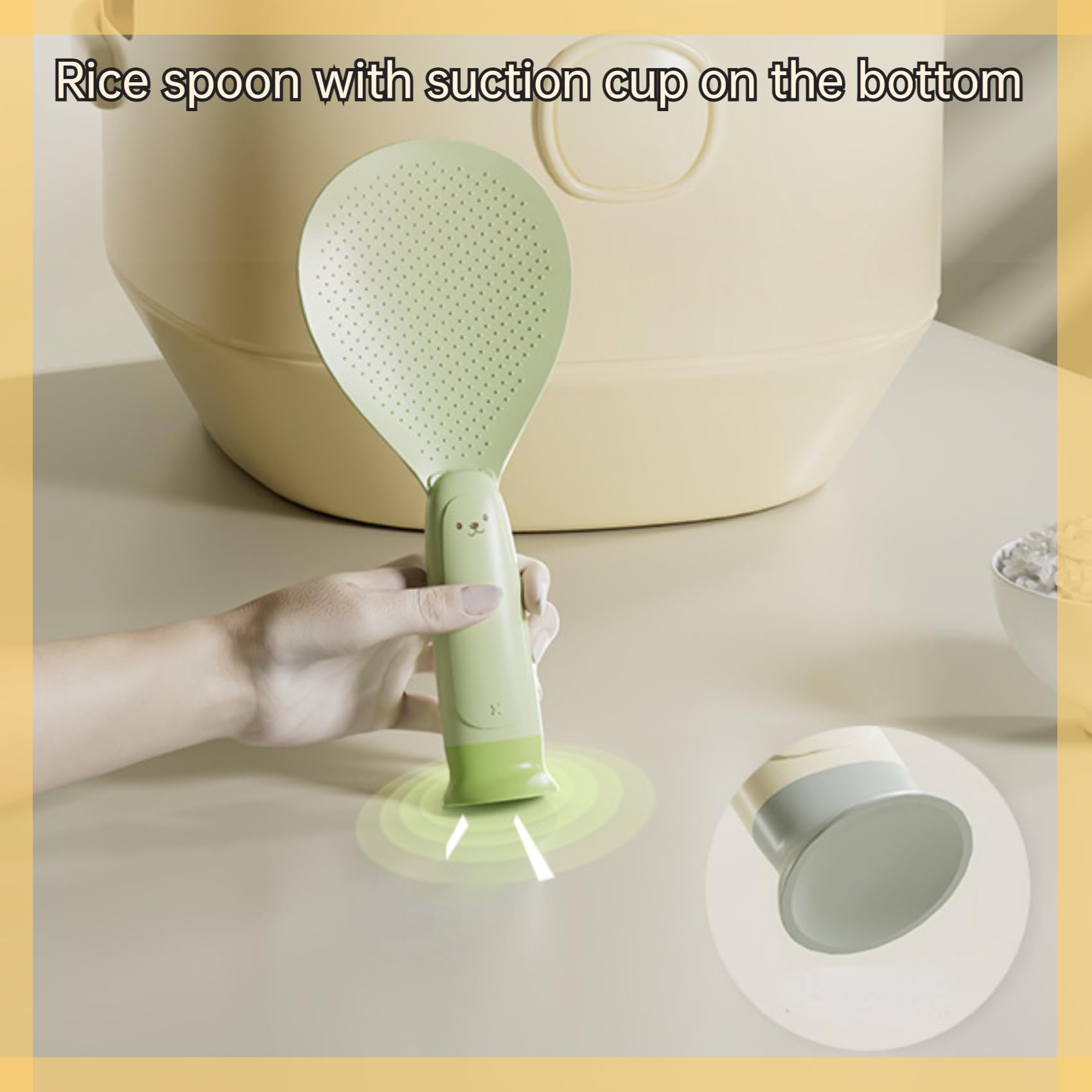 Cute Bear Rice Paddle, Standing Rice Spoon With Suction Cup, Creative