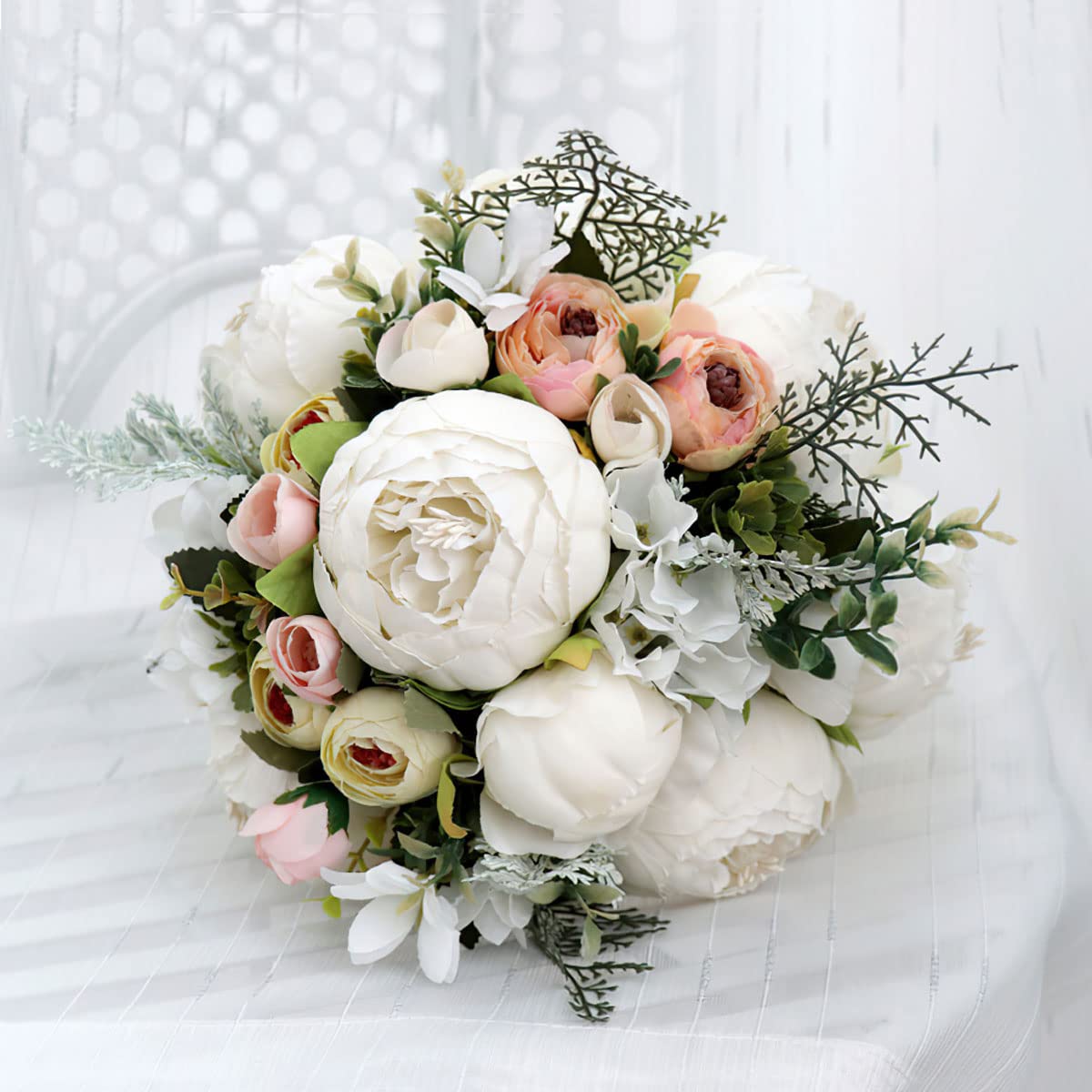 Hochzeitsstrauß weiße Pfingstrose Brautstrauß künstliche mehrfache seidige Hand Blume Braut Brautstrauß Brautjungfer Hochzeit Dekoration Blumensträuße