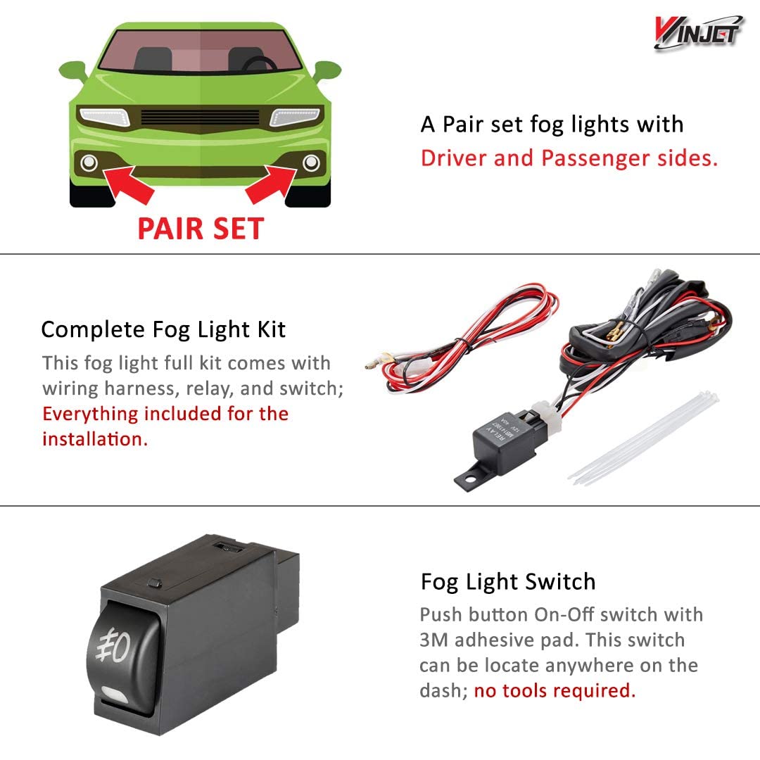 Winjet Compatible with [2013-2014 Subaru Legacy] Driving Fog Lights + Switch + Wiring Kit