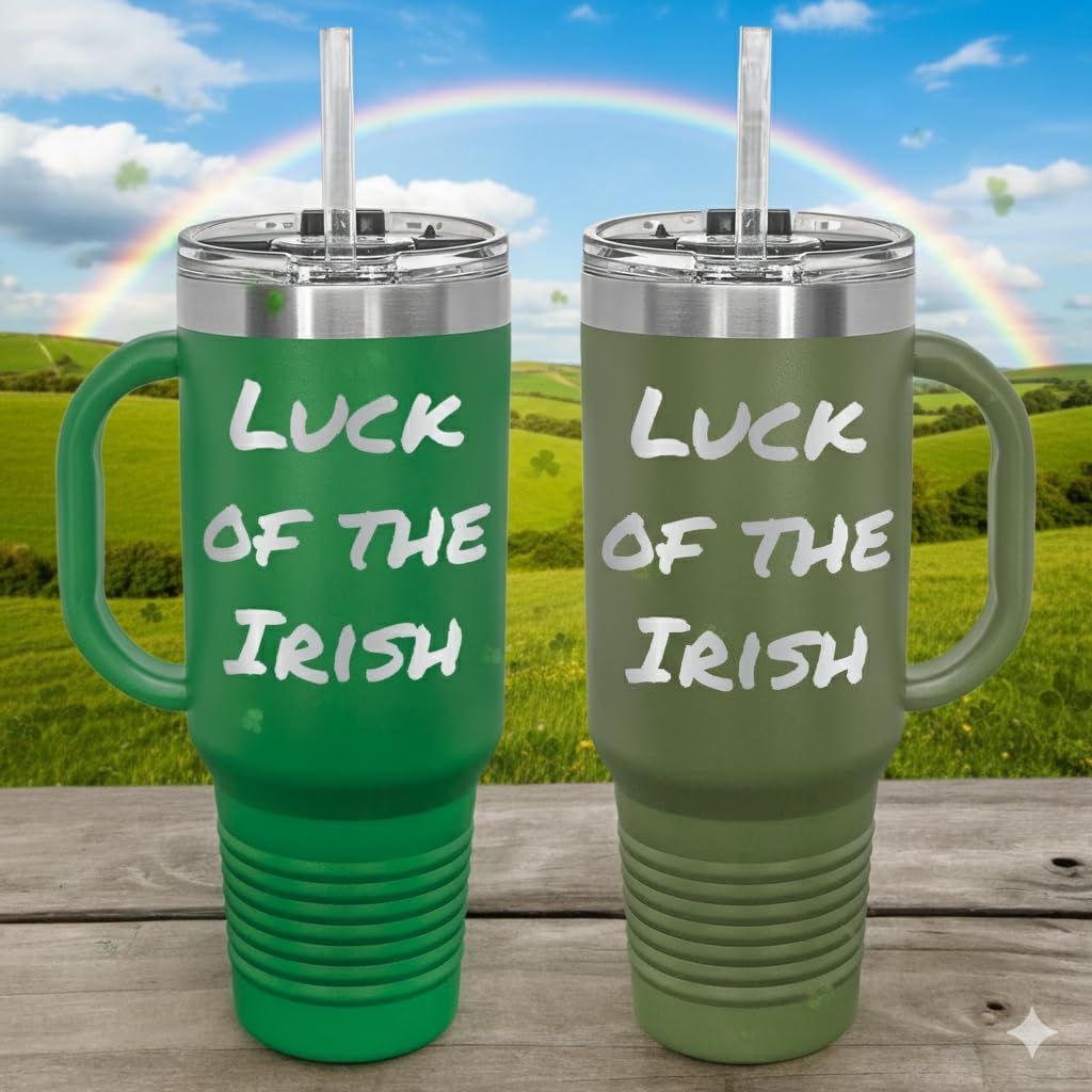 Personalized 40 Oz Tumbler with Handle and Straw, Custom Etched with Names | Stainless Steel | Travel Coffee Tumbler | Customized Laser Engraved - Image 5