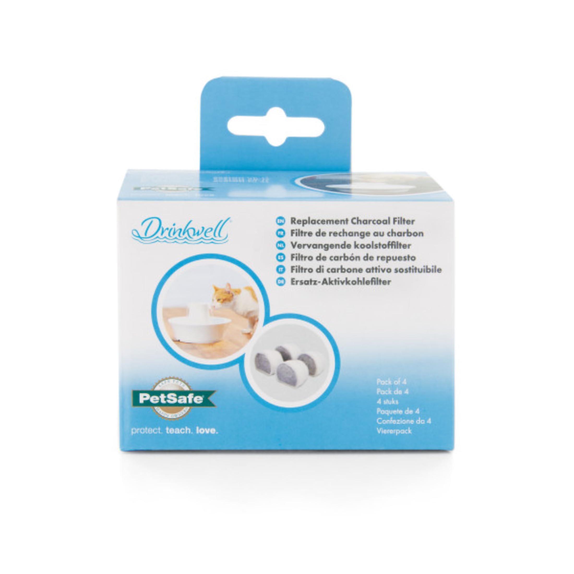 PetSafe Drinkwell Carbon Replacement Filters, Keeps Water Clean & Fresh, Compatible with Multiple PetSafe Fountains, 4 pack, White