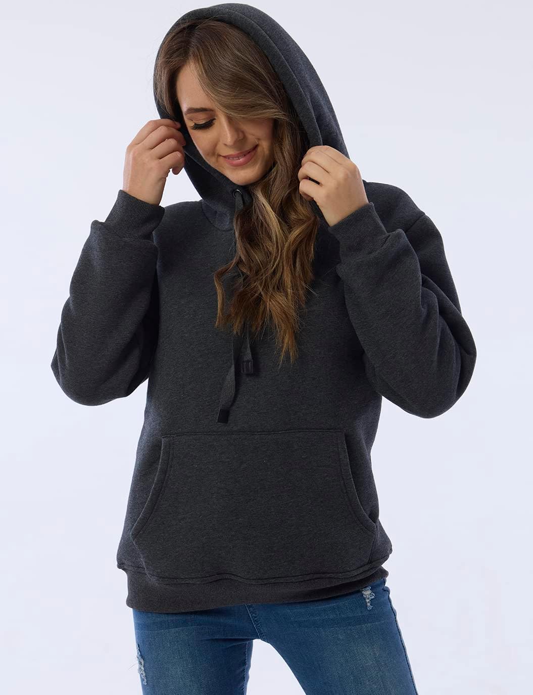 Womens Winter Hoodies Warm Fleece Sherpa Lined Pullover Hooded Sweatshirt - Image 6