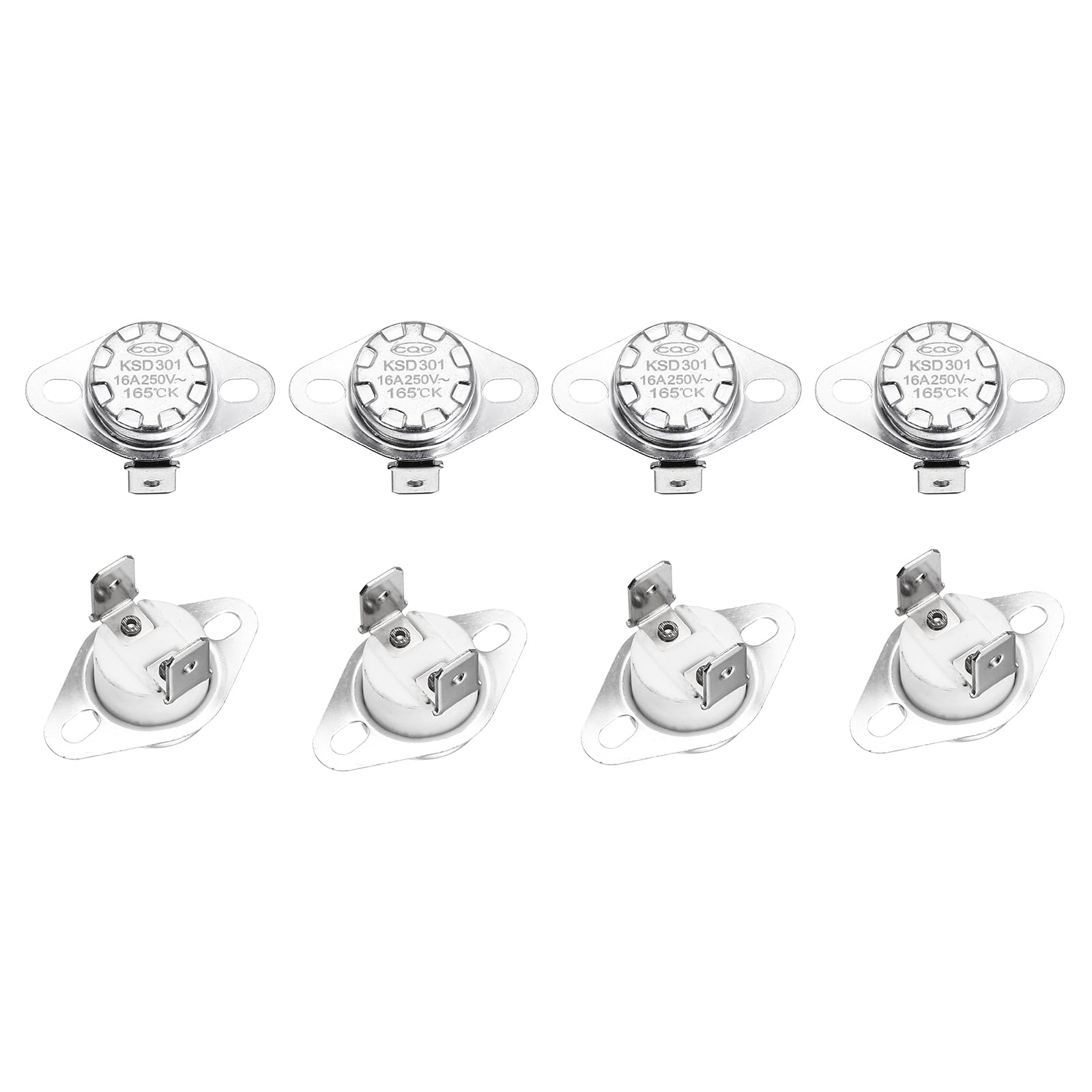 uxcell KSD301 Thermostat 165℃/329°F 16A Normally Open N.O Temperature Switch for Microwaves,Oven,Coffee Maker 8 Pcs,Ceramic Material