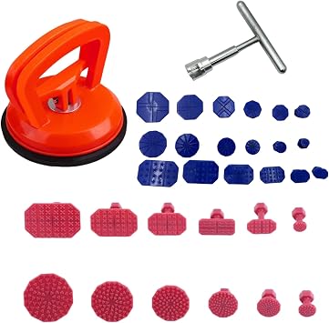 32PCS Car Dent Puller Kit Paintless Dent Removal Kit T-Shaped Puller Extractor with 30 Washers Portable Auto Body Repair Tool, Scratch Free Vehicle Surface Restoration Supplies
