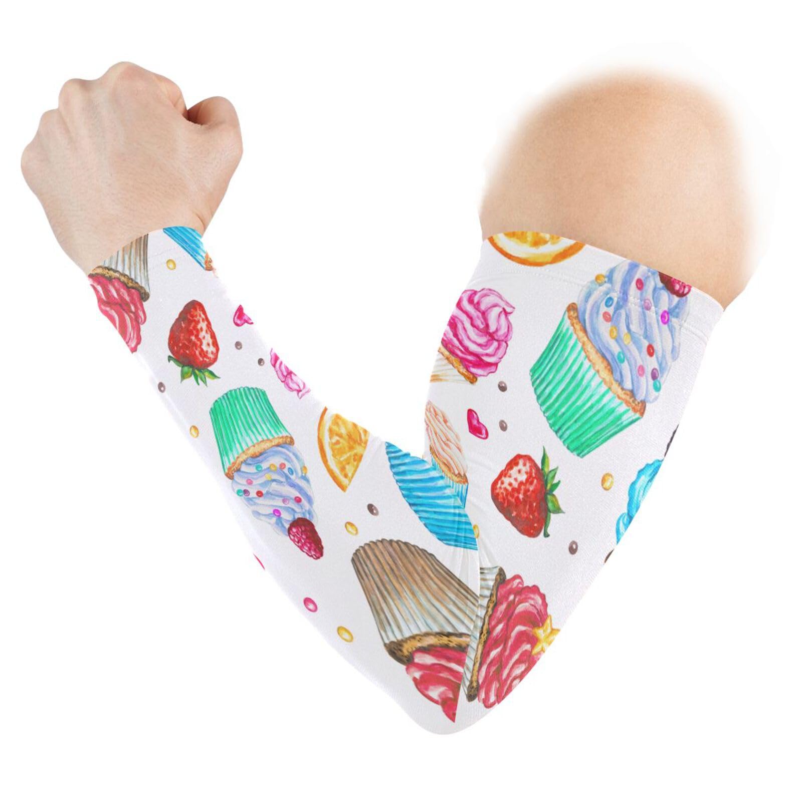 Vftphvr 1 Pair Cooling Sports Arm Sleeves, Cover Uv Sun Protection Warmer for Sports Unisex Running Golf Cycling Riding Jogging Print Hockey Player Doing Different Actions Style