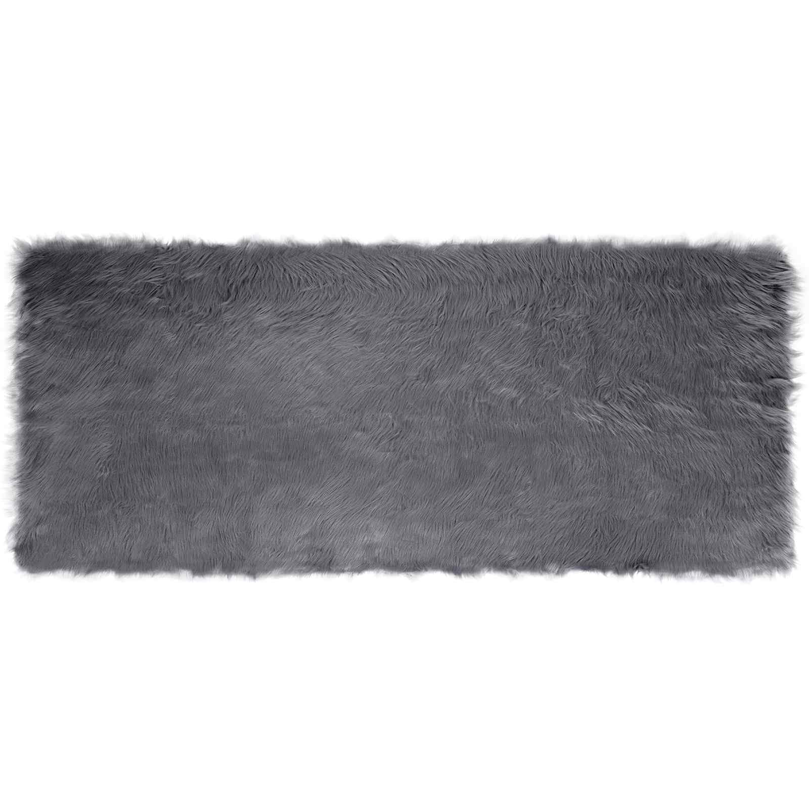 Dywan z owczej skóry Tafalla antracyt, 80 x 200 cm | miękki poliester, pranie ręczne, nowoczesny design, do salonu