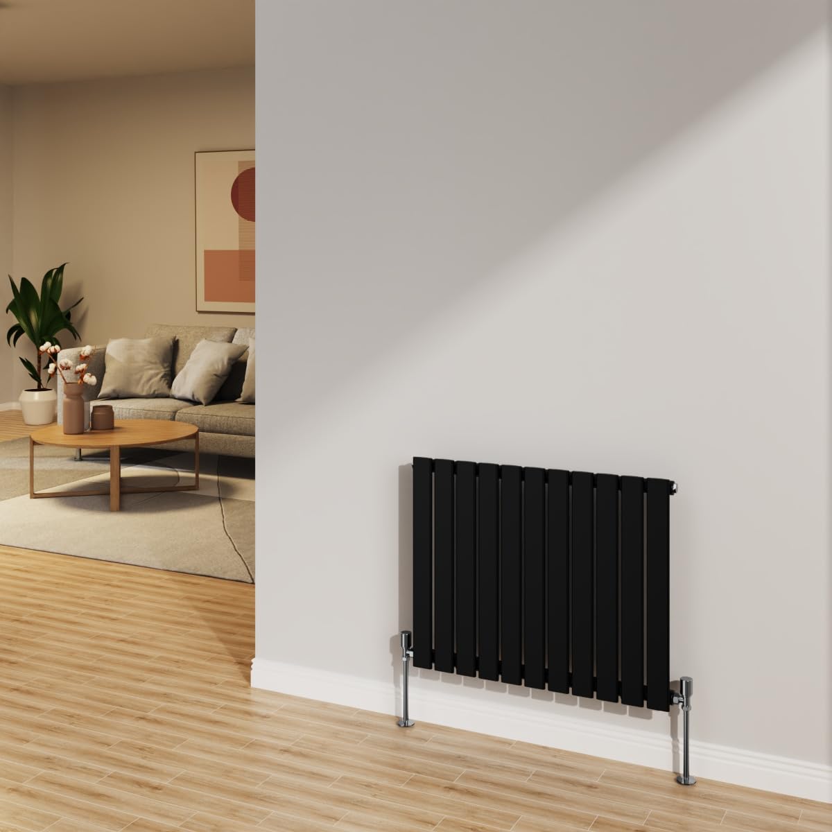 Nrg Black Radiator 600X748mm Horizontal Flat Panel Single Radiator