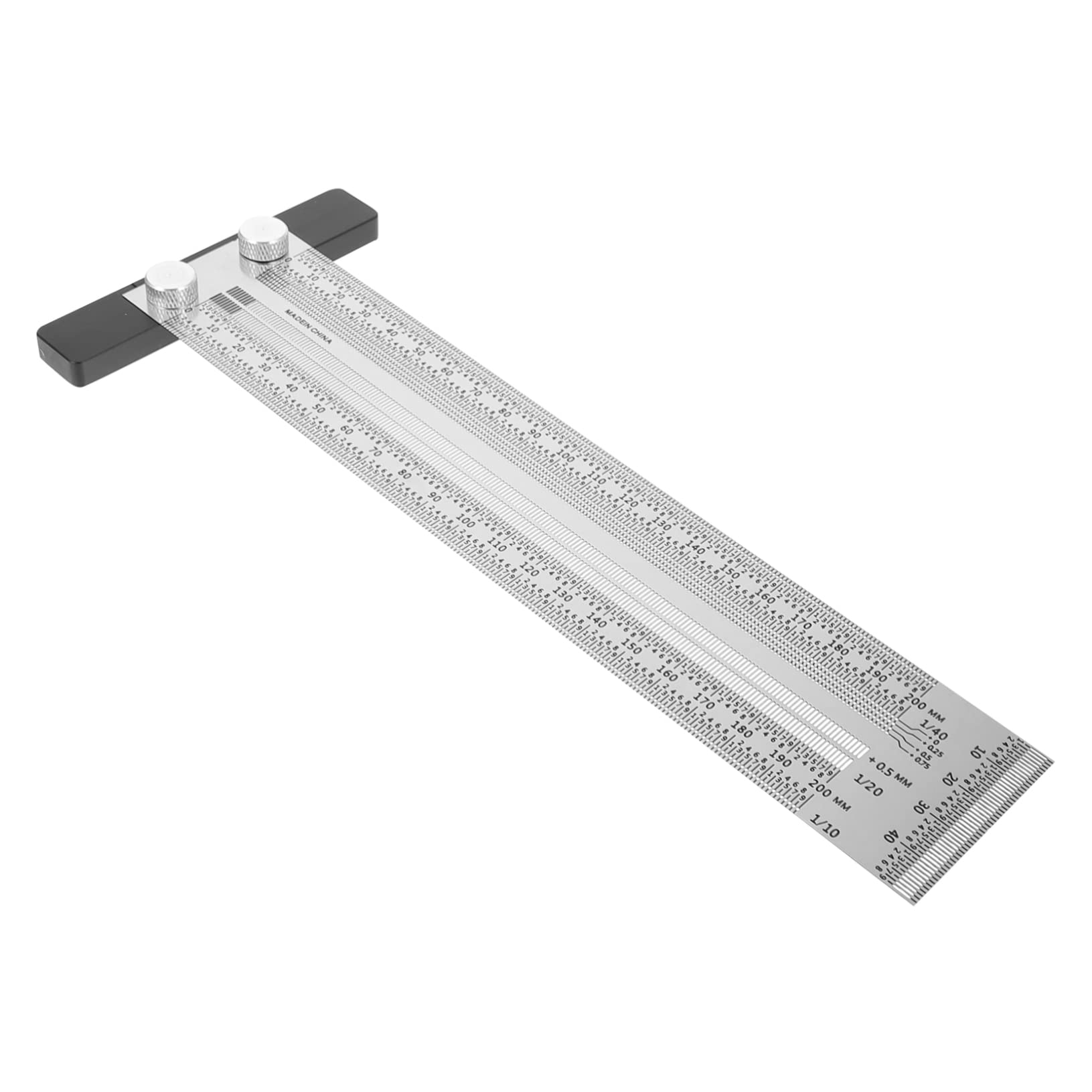 SHINEOFI 2 Piezas Regla derecho transportador con brazo carpintería carpinteros herramienta de medición gobernante de herramientas de medición Acero inoxidable Plata