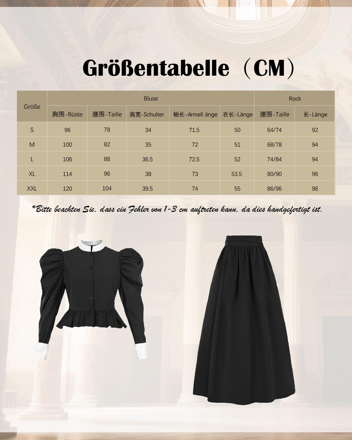 CR ROLECOS Abito Vittoriano Nero Donne 2 Pezzi Abiti 19 secolo Gotico Ball Dress Costume Edoardiano