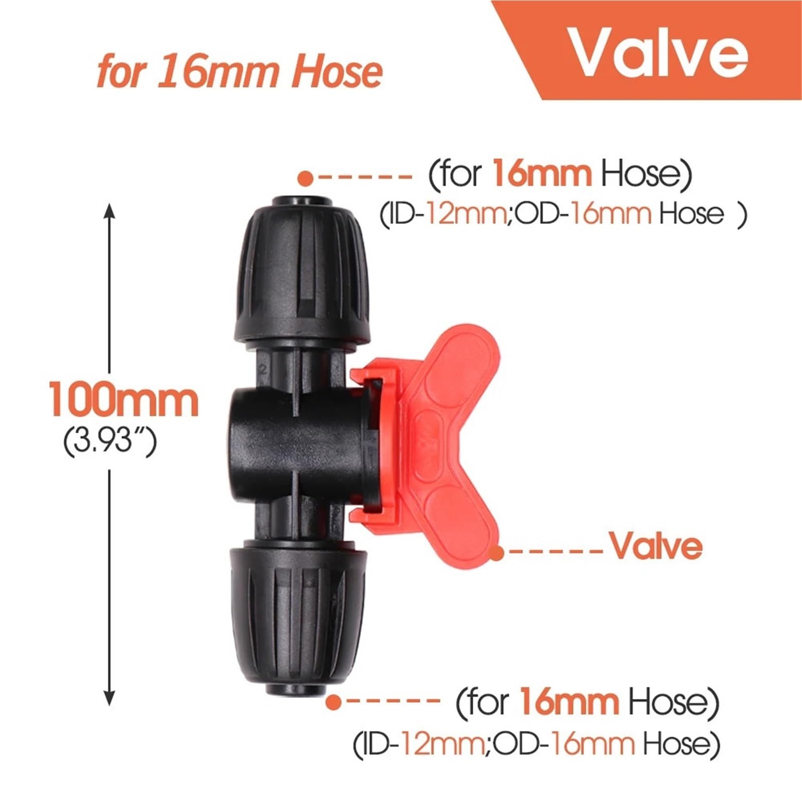 10PCS 3/4/6 Vie 16mm A 4/7mm Giunto for Tubo Flessibile Con Tappo di Blocco Tee irrigazione del Giardino Tubi Connettore 1/2 "Raccordi for Tubi di Irrigazione(16mm Valve)