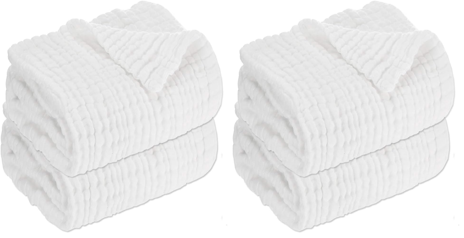 Aablexema Baby Muslin Bath Towels - Set of 2 Large Size 43X43 Inches Swaddle Blanket for Newborn Toddlers Boys Girls (White) (Pack of 2)