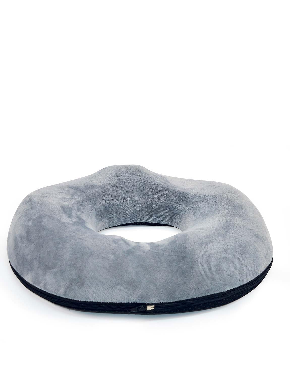 Chums Memory Foam Donut Cushion for Pain Relief Slip-Resistant Base Removable Velour Cover Portable Comfort White