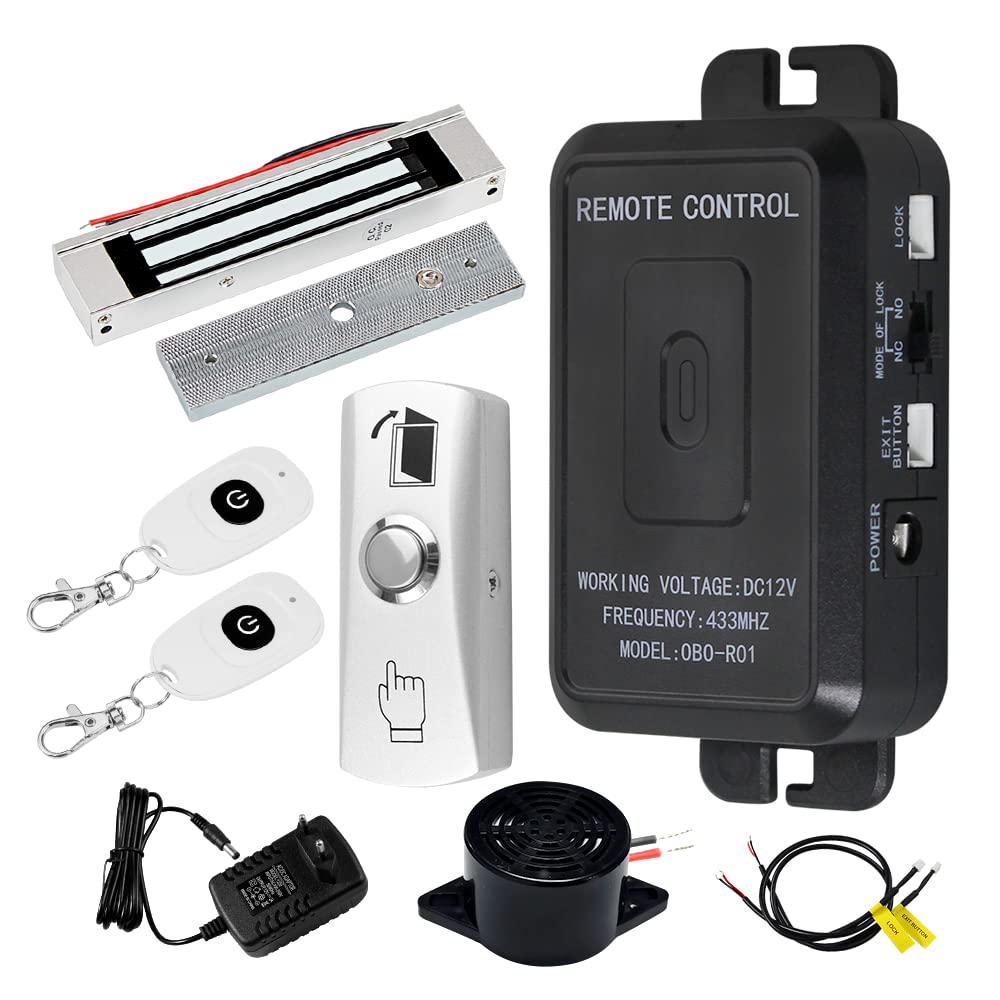 Completo Kit de Sistema de Control de Acceso Inalámbrico 433MHz Control Remoto Puerta Abierta + 180KG / 350lbs Cerradura Electromagnética + Transmisor Remoto de 30 Metros