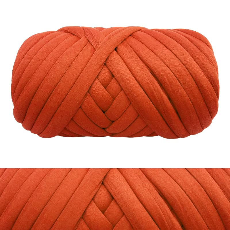 Gruba przędza bawełniana, Gruba włóczka do robienia na drutach, zestaw 2 kompletów, 500 g, wielokolorowa(Orange)