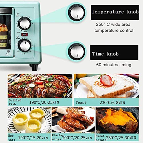 Mini Oven met Grill Rotisserie Elektrische Oven en Kookplaat Pakketten Kookplaten Timing Groot gebied Temperatuurregeling 11L Mini Ovens (Kleur: Roze) happy - Afbeelding 6