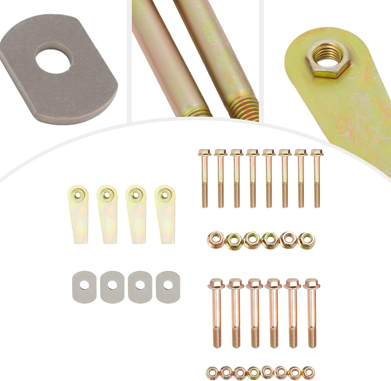 Control Arm Bolts Compatible For 1997-2006 Jeep Wrangler TJ (Front and Rear w/Cam Bolt Delete and Flag Nuts) Direct Replacement Kit, RO-0034/1025/1030