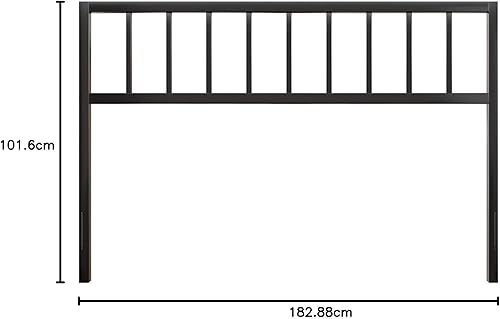 Miniatura 8 de Linenspa Construcción de acero metálico decorativo negro, diseño de barra vertical, cabecera de 40 pulgadas de alto, tamaño California King