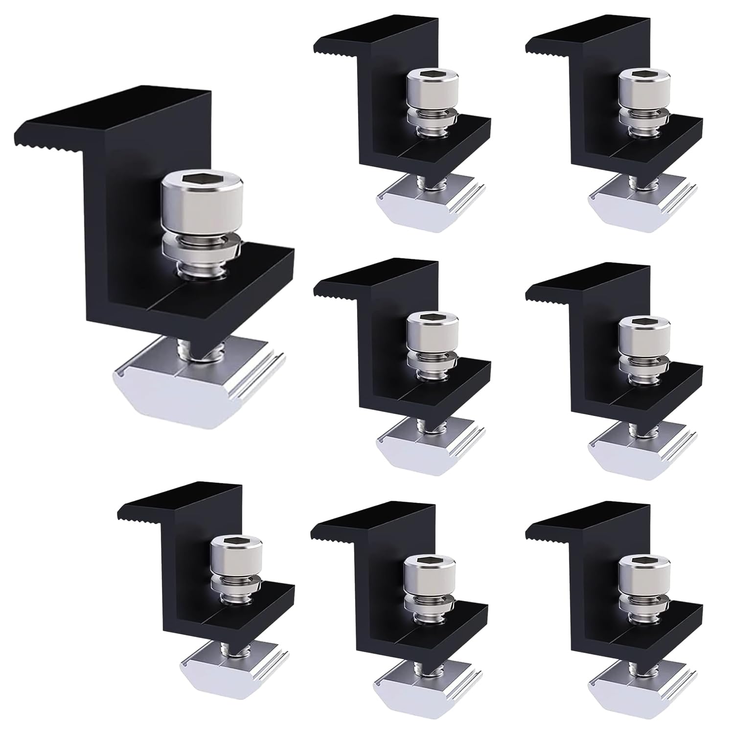 ZIOYA Solar Panel Mount, Pack of 8, 30 mm, Aluminium Alloy, Black, Roof Mount