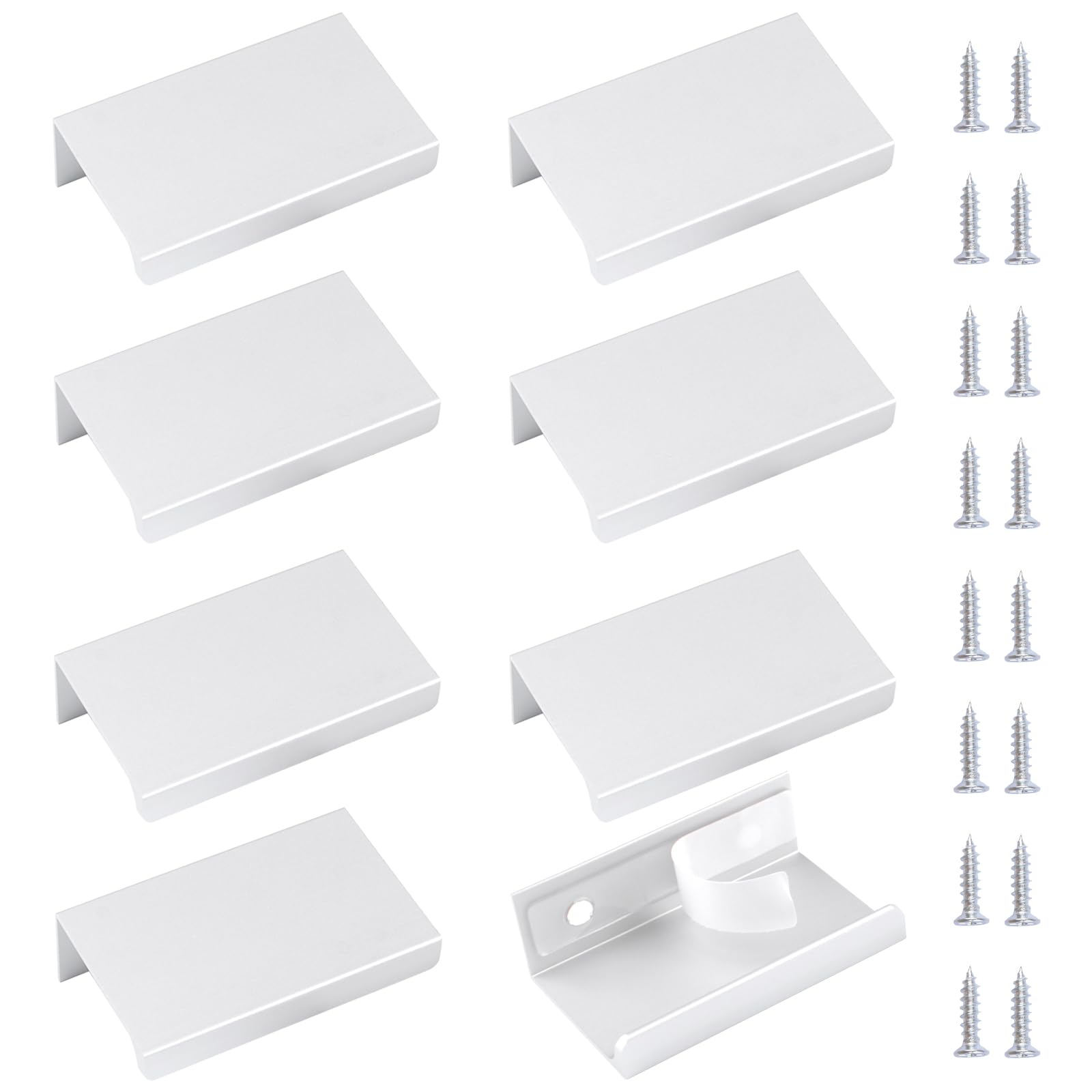 MOROBOR Silver Mini Finger Edge Pull, 8pcs Concealed Handle Modern Style Drawer Handle, Right Angle Aluminum Alloy Invisible Wardrobe Knobs for Cabinet Hardware Drawer/50mm — image 1