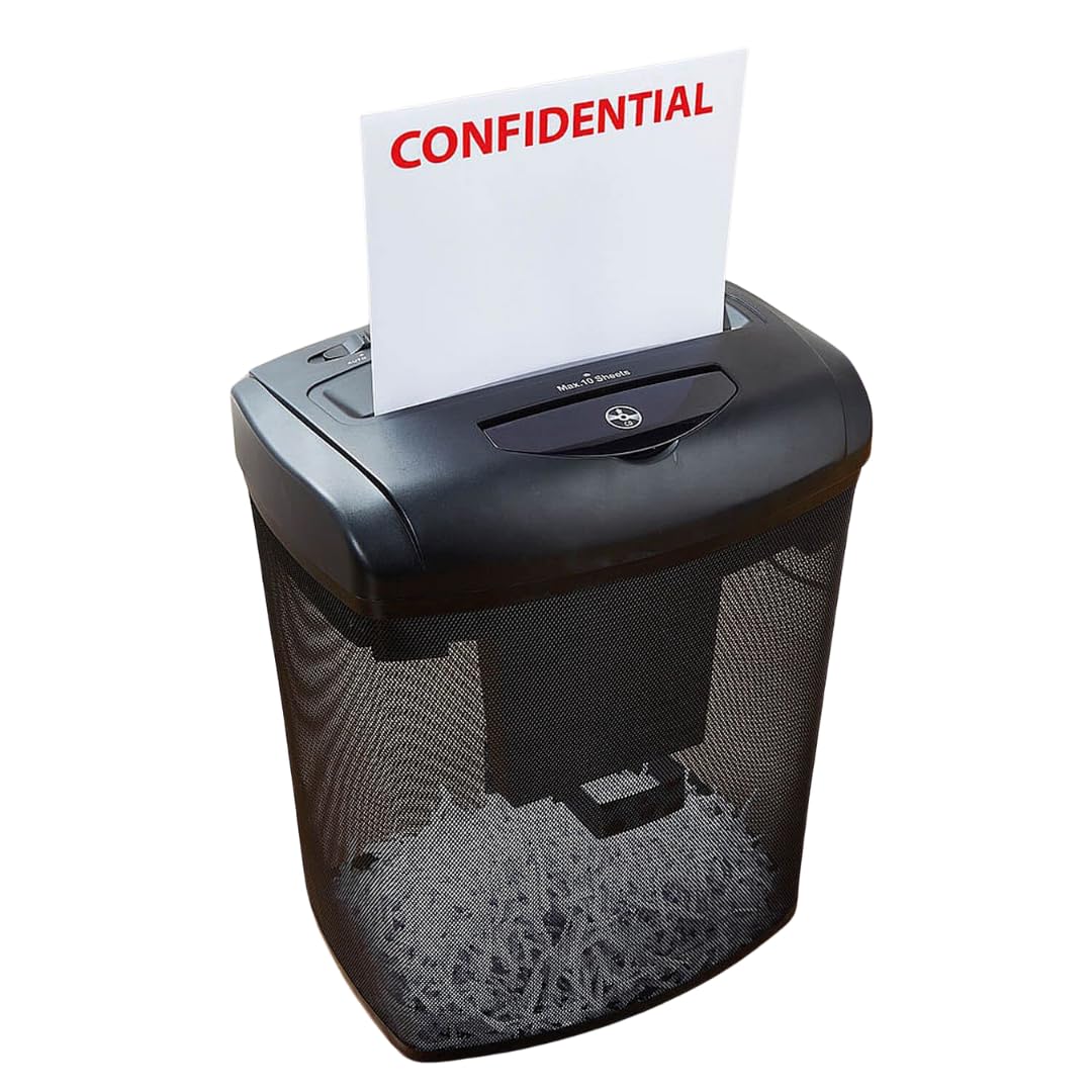 Coopers of Stortford - Cross Cut Paper Shredder with P4 Security Level - Shreds 10 Sheets, CDs & Bank Cards, Suitable for Office & Home Use - 21L Bin