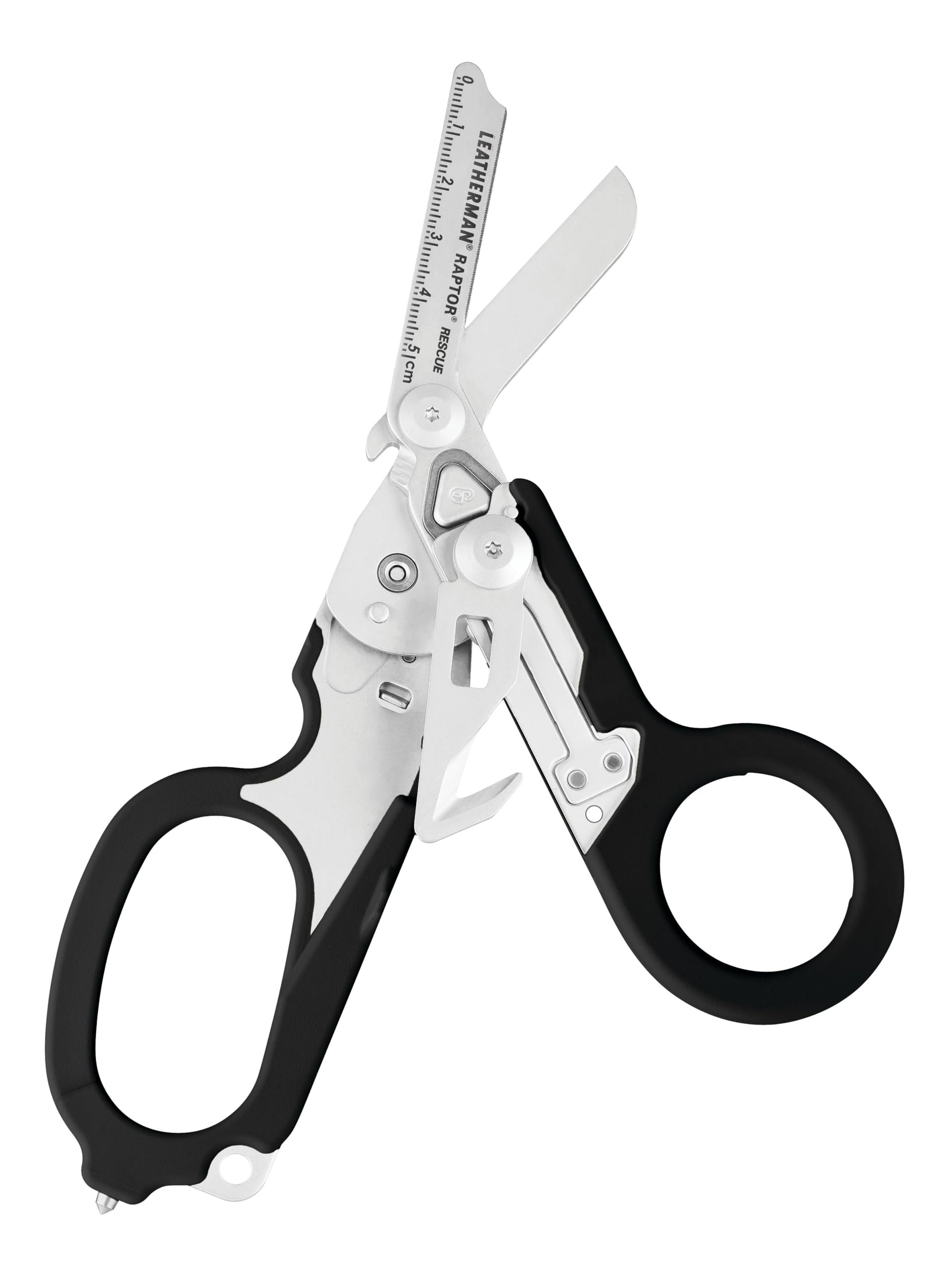 Leatherman Raptor Rescue - Forbice Pieghevole per Interventi di Emergenza con Tagliacinture e Rompivetro - Nero con Fodero Molle