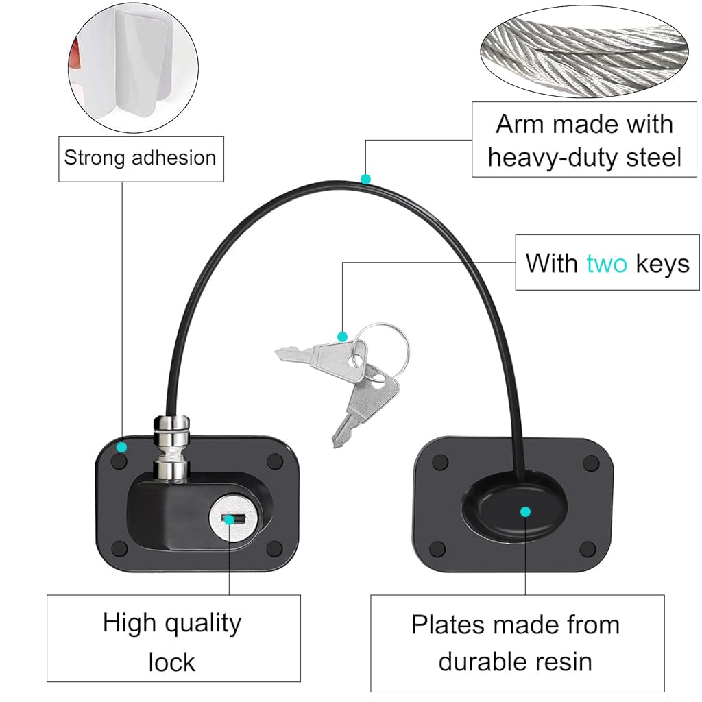 STHIRA Fridge Lock with Key, Self Adhesive Baby Safety for Drawers 3