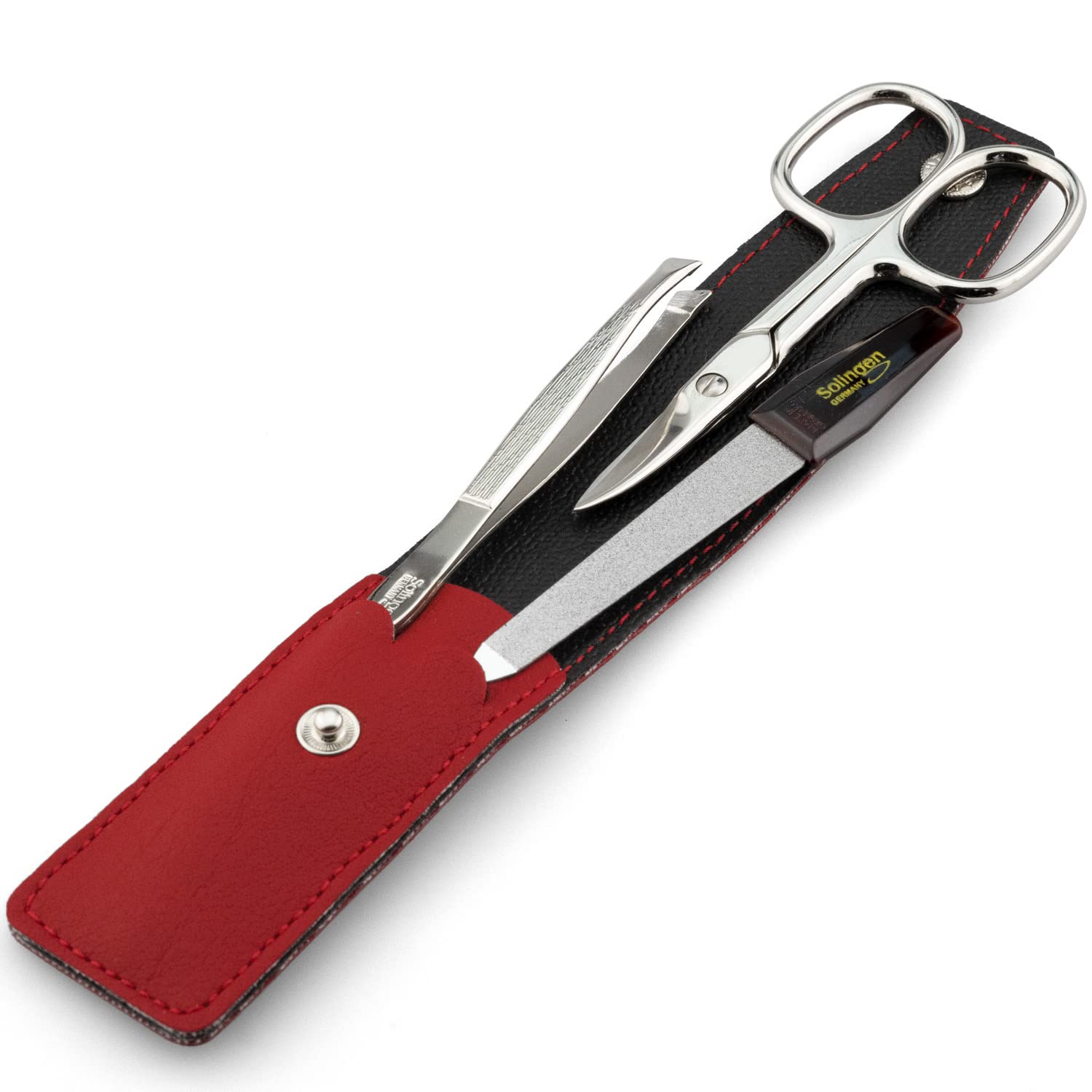 Forbicine e Pinzette – Set Manicure Professionale con Custodia in Similpelle. Include strumenti per Mani e Piedi, ideale per unghie curate. Perfetto come kit da viaggio, pratico ed elegante