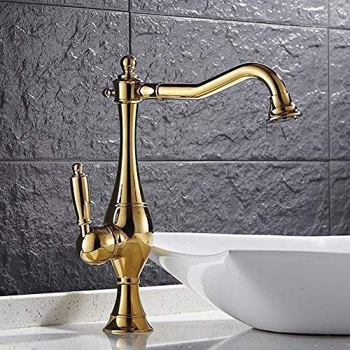 Mixer Tap Antyczne obrotowe baterie kuchenne Miedziany kran z ciepłą i zimną wodą z ceramicznym gniazdem zaworu Pojedynczy uchwyt Baterie z jednym otworem Bateria z mieszaniem ciepłej i zimn