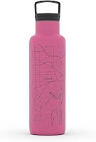 Vista 141 de Well Told Botella de agua aislada con mapa de Washington DC grabado, botella de acero inoxidable grabada (21 onzas, blanco) botella aislada de mapa