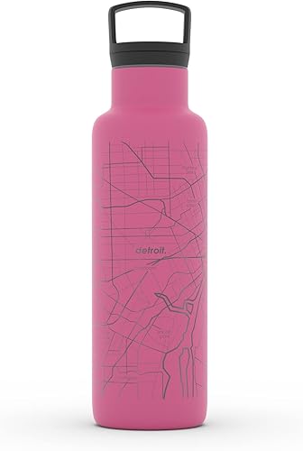 Miniatura 141 de Well Told Botella de agua aislada con mapa de Washington DC grabado, botella de acero inoxidable grabada (21 onzas, blanco) botella aislada de mapa