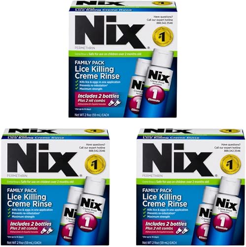 Miniatura 10 de Nix Lice Killing Crème Rinse Family Pack, enjuague de crema de 4 onzas líquidas y 2 peines de liendres (paquete de 6)