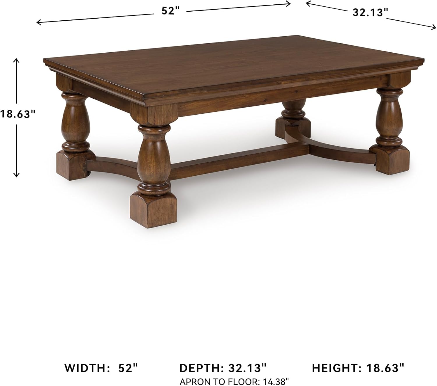 Signature Design by Ashley Sturlayne Transitional Coffee Table with Trestle Base, Dark Brown