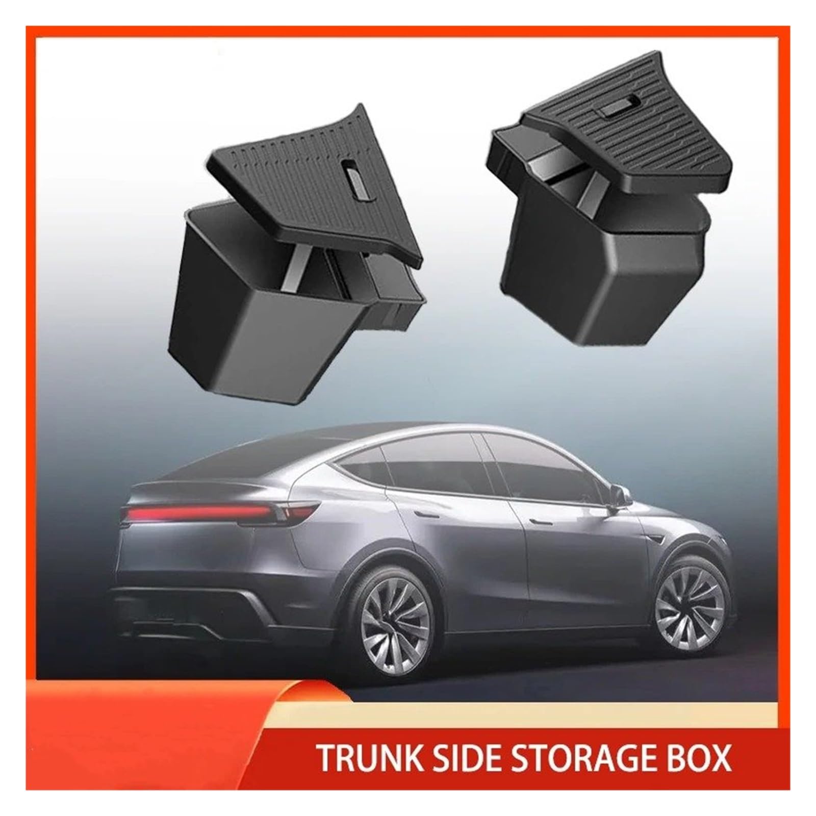 Kofferraumabdeckung Rollo Für Tesla Für Model Y Für Juniper Ab 2025: TPE Kofferraum-Seitenablagefach-Abdeckplatten-Organizer-Nachrüstungszubehör Cargo Cover(Bucket with Size Cap)