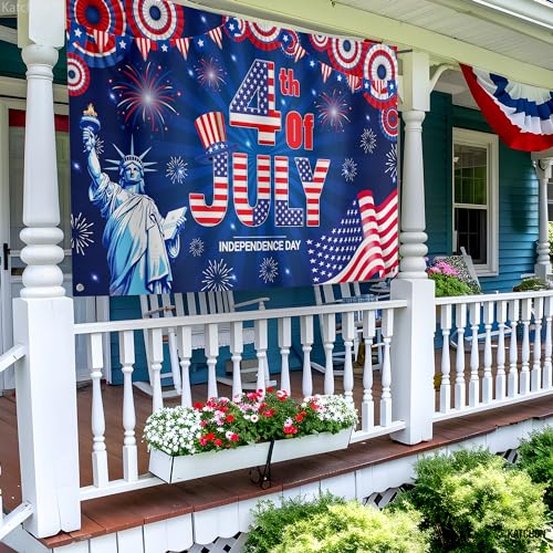 Image of KatchOn, XtraLarge 4th of July Banner- 72x44 Inch | Fourth of July Backdrop for Independence Day Decor | Patriotic Decorations | Memorial Day Decorations | 4th of July Decorations