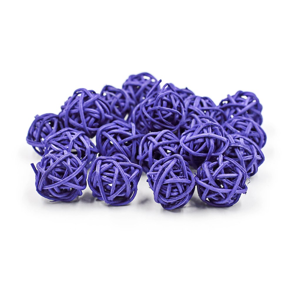 30pcs/Pack Colorful Natural Wicker Rattan Balls for Wedding Christmas Party Hanging Decoration 2cm-Purple Pack of 30