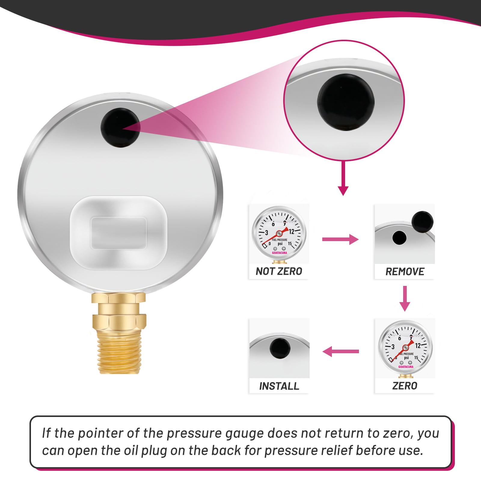 Manómetro de presión de combustible de 0-15 psi con relleno de glicerina, esfera de 1-1/2", caja de acero inoxidable 304, montaje inferior NPT de 1/8", alta precisión, para medir la presión del comb