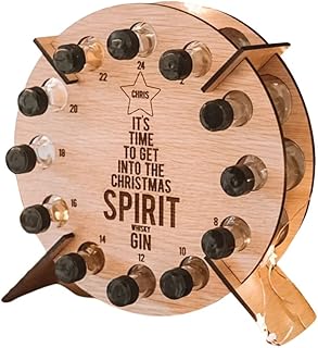 MSLing Stojak na choinkę na butelkę wina, kalendarz adwentowy dla dorosłych drewniana choinka adwentowy kalendarz odliczanie 24 dni stojak na butelki wina prezenty dla dorosłych