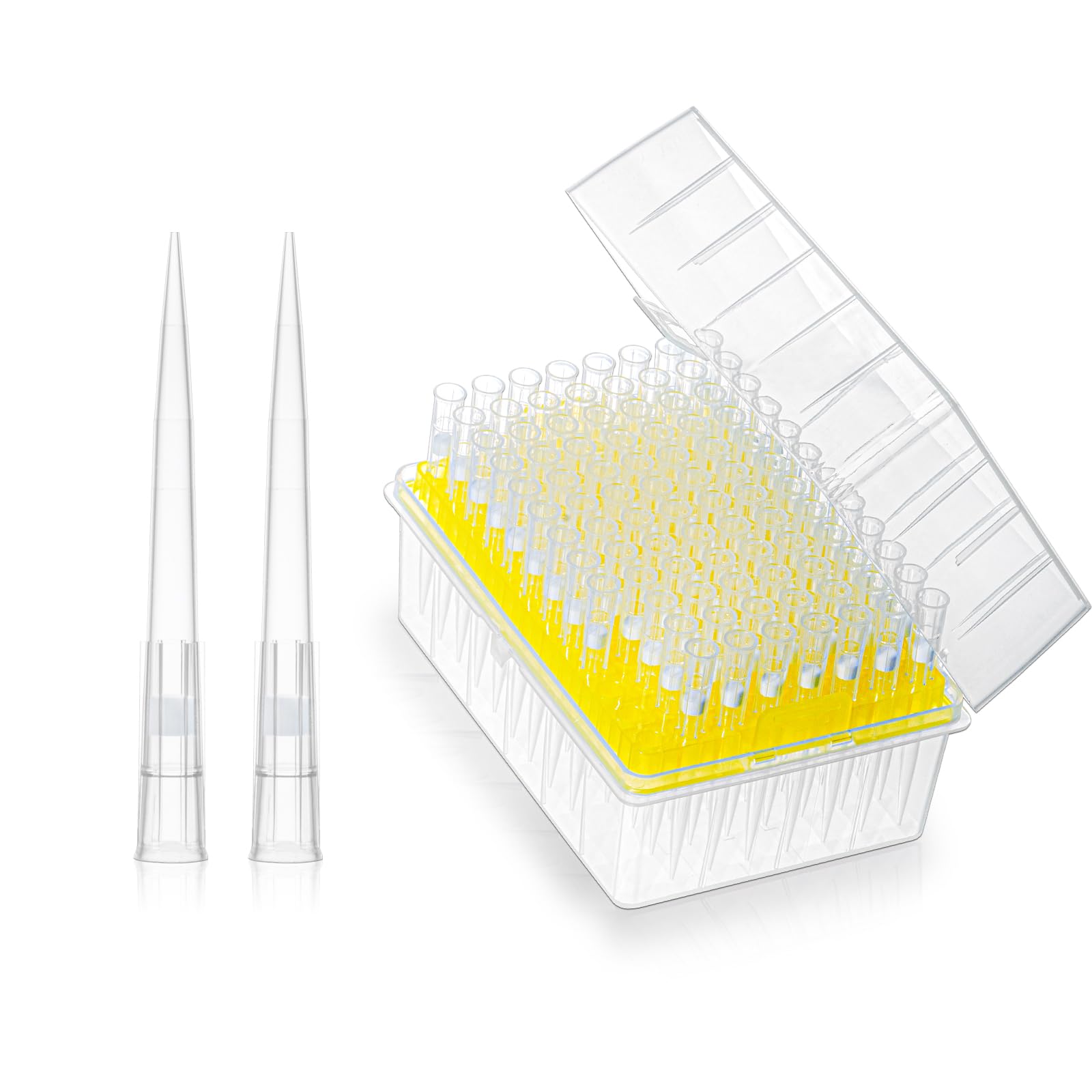 50 puntas de pipeta de rack, 200 μl, puntas de pipeta universales, micropipeta de plástico con filtro LTS, puntas de pipeta de laboratorio para química de laboratorio, estériles, 96 puntas/soporte