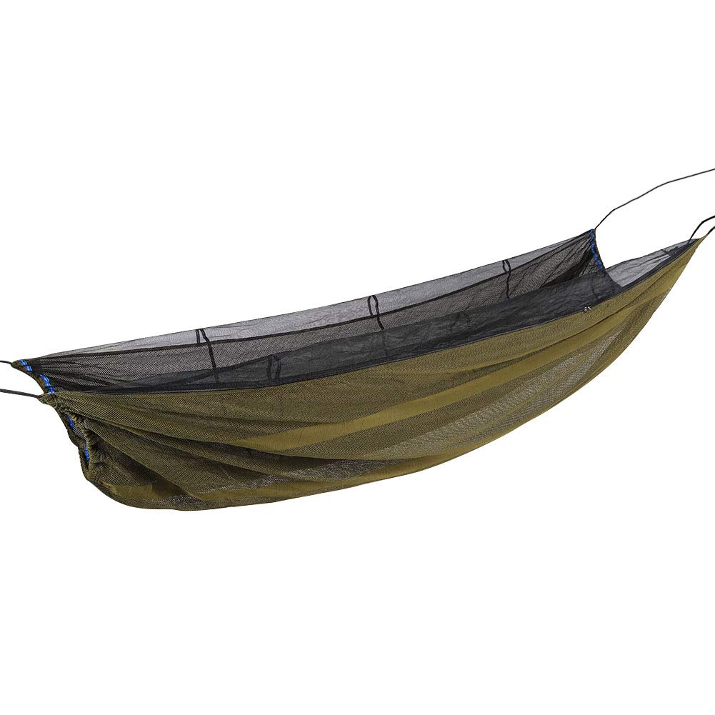 Camping singolo amaca portatile esterno per esterni antimosquito campeggio zaino in spalla (Dark Green)