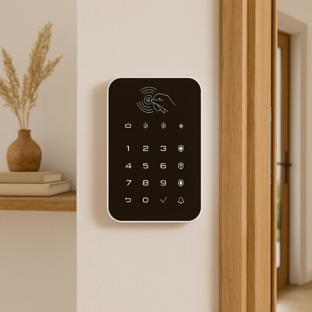 Daewoo Alarmanlage, WLAN/GSM Touch, 4,3 Zoll (10,9 cm), AM505 – System kabellos und ohne Abonnement, tierfreundlich, Detektoren inklusive + Überwachungskamera, Full HD, Mobile App inklusive