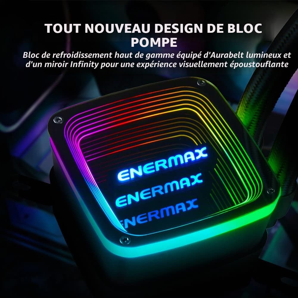 ENERMAX Watercooling AQUAFUSION ADV 360 mm, Refroidisseur liquide de processeur INTEL et AMD Tout-en-Un (AIO), Noir