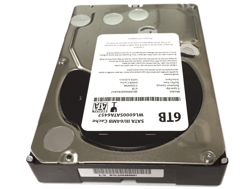 WL 6TB 5700RPM 64MB Cache 5700RPM SATA III (6,0 Gb/s) Wewnętrzny dysk twardy 3,5 cala (komputer stacjonarny, CCTV DVR, NAS) - z roczną