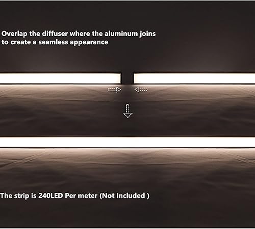 Miniatura 9 de THMOOTHER Paquete de 6 tiras LED de aluminio montadas en superficie de 16 pulgadas con difusor anti UV, mejora tu iluminación con estilo y