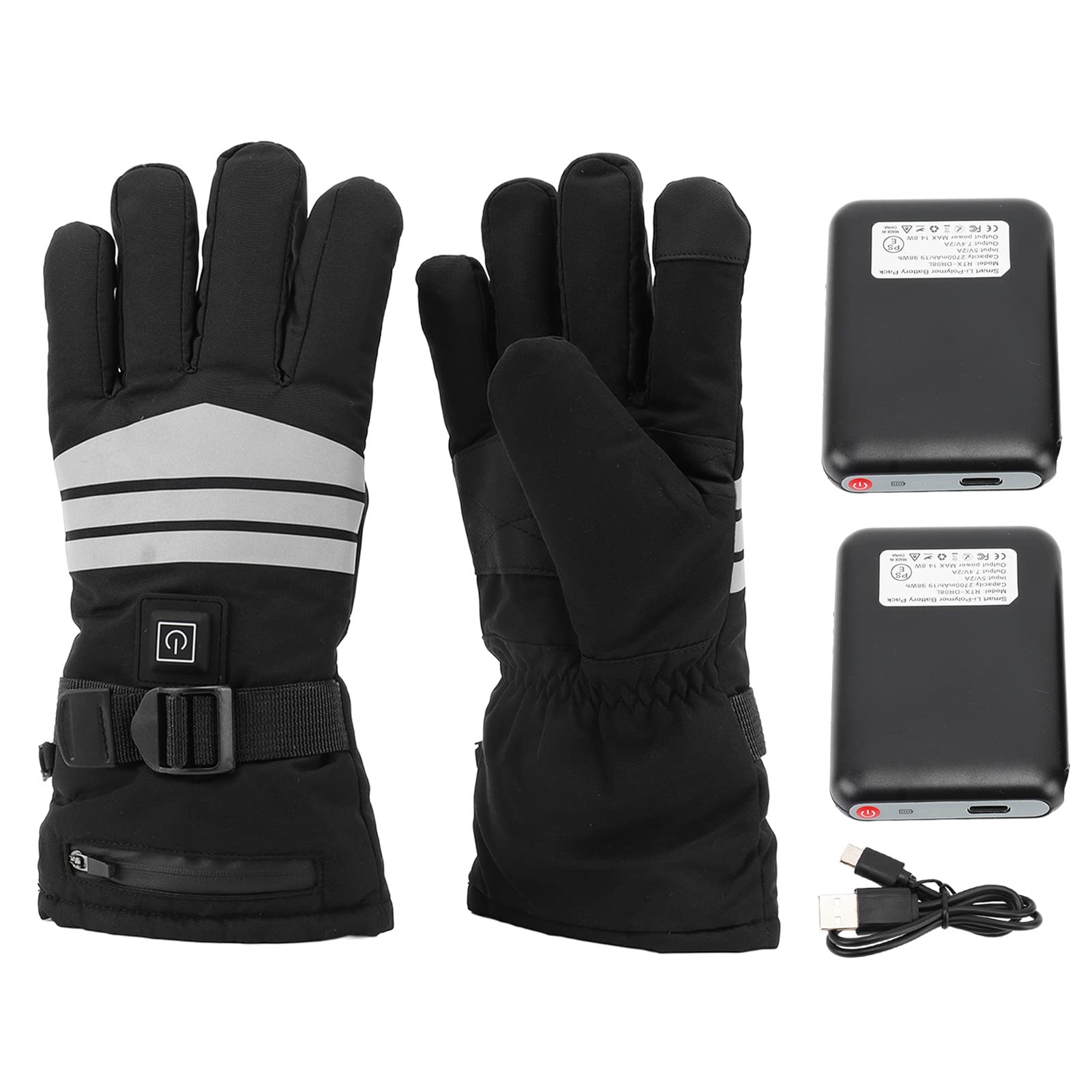 Guantes Térmicos con Pantalla Táctil Guantes Térmicos con Batería Eléctrica Recargable Engrosados ​​para Hombres Mujeres Esquí al Aire Libre Montar Polar 2700 mAh RTX