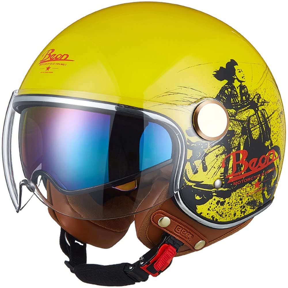 Retro motorfiets crash-halfhelm met zonneklep ECE-goedgekeurde